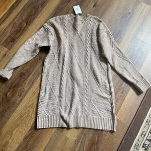 Younique Cream Cable-Knit Sweater Dress